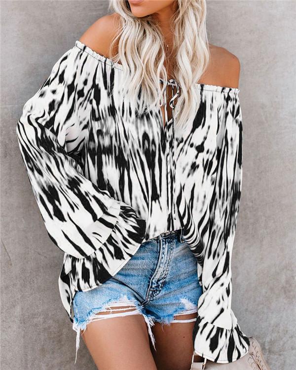 Off Shoulder Plus Size Vacation Color Shirts Tops