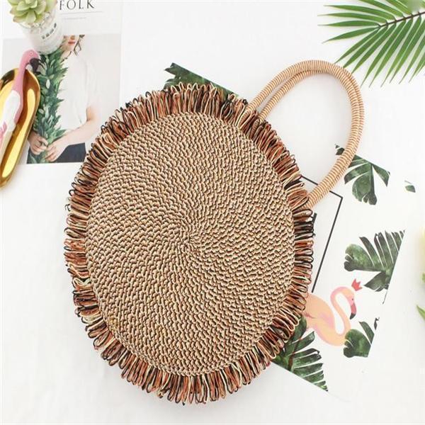 Handmade Round Straw Handbag