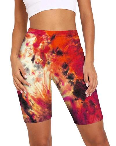 High Waist Tie Dye Print Biker Shorts