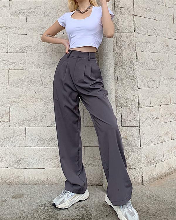 Casual Senior Gray Sexy Slim Straight Trousers Pants