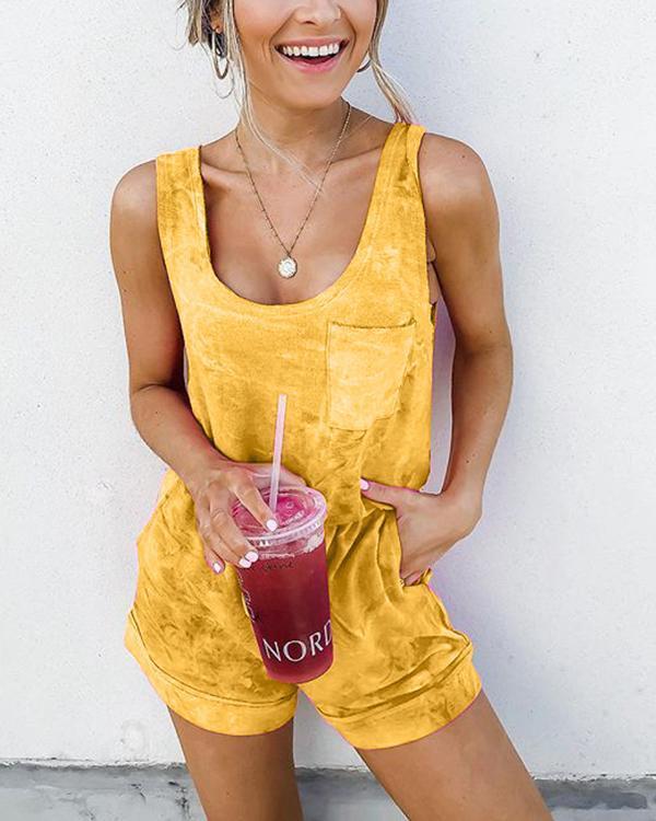 Casual Tie Dye  Sleeveless Romper Jumpsuit