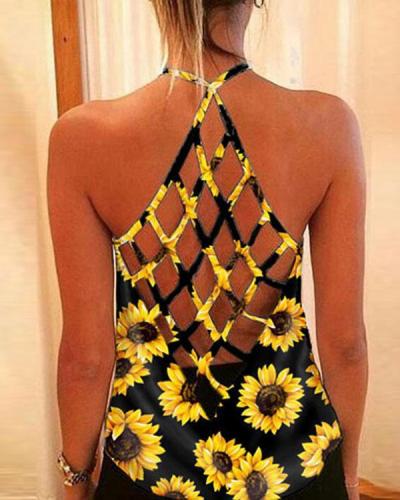 Women Sunflower Sexy Tanks