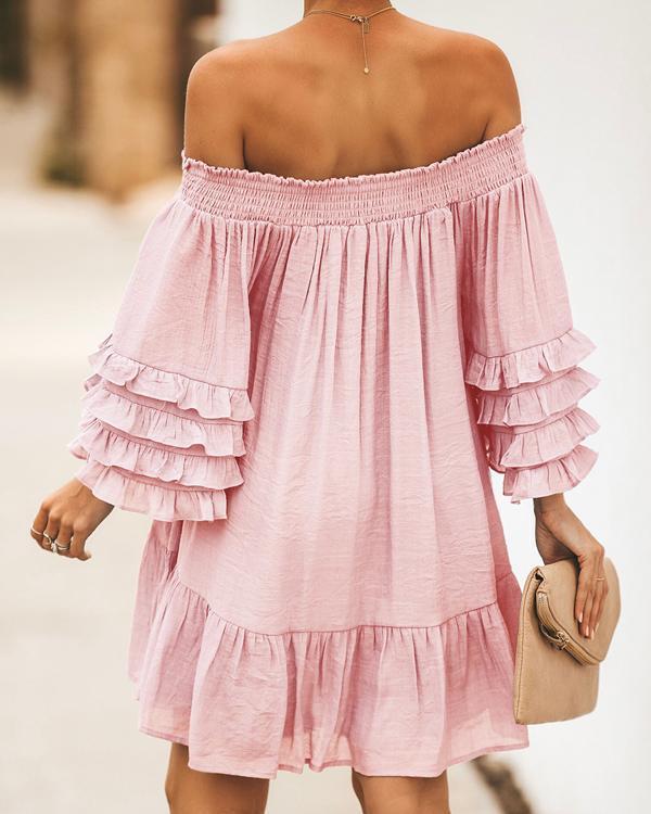 Women's Fashion Solid Off Shoulder Strapless Mini Dress