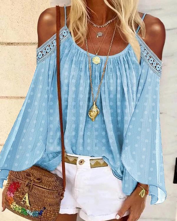 Casual Pure Color Off Shoulder Sling Shirt T-Shirt