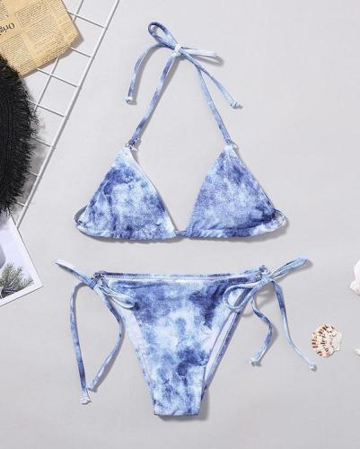 Tie-dye Printed Split Bikini