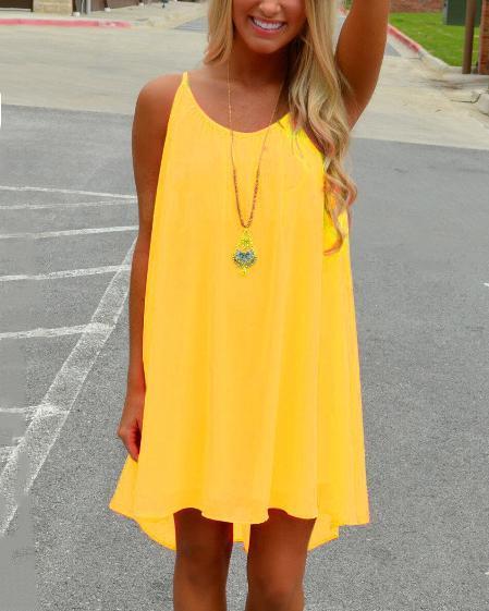 Chiffon Leisure Solid Slip Mini Dress