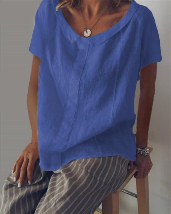 Crew Neck Solid Holiday Summer Women Daily Tops