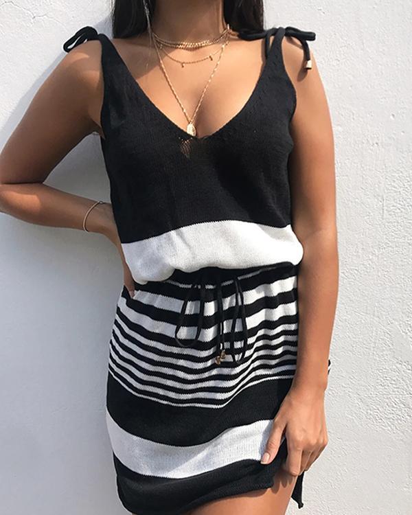 Lohan Knit Dress Black/White Stripe Dress