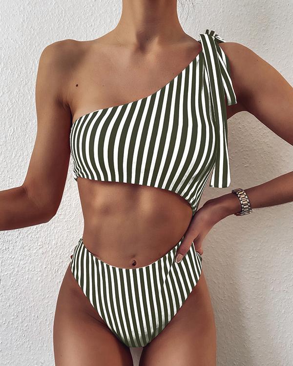 One-Shoulder Hollow One-Piece Swimwear