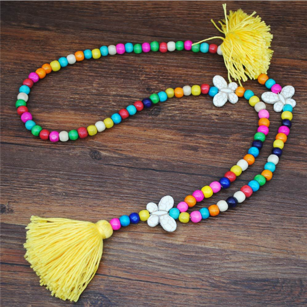 Women's Vintage Boho Tassel Beads Long Necklace
