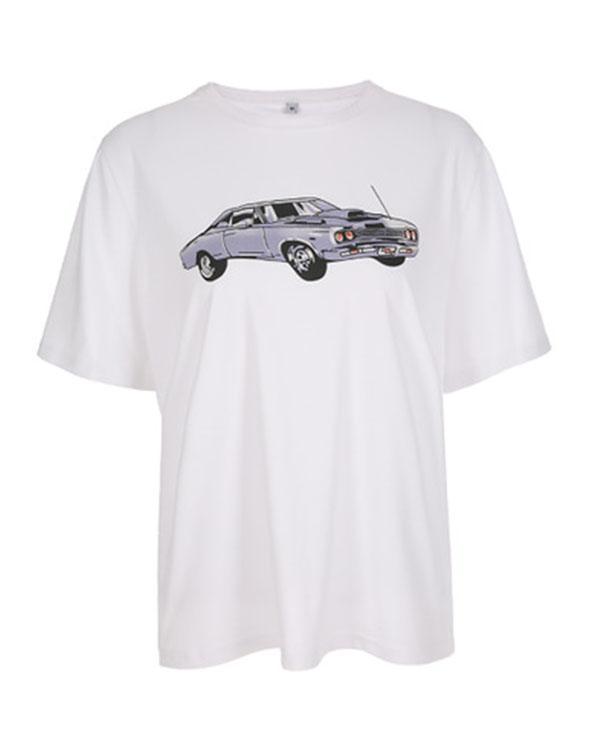 Women's Casual Car Print Loose T-Shirt