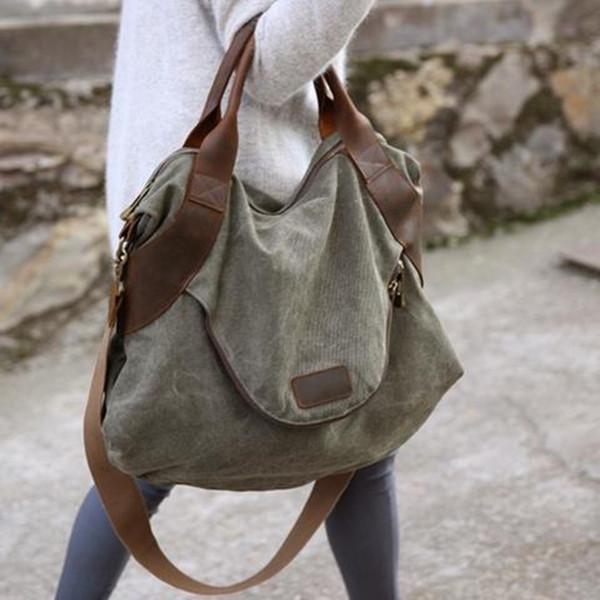 Large Pocket Casual Canvas Handbag Shoulder Crossbody Bag