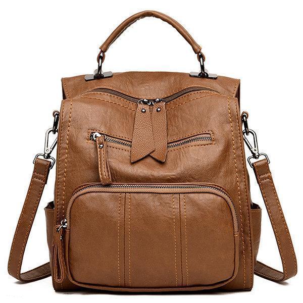 Soft PU Leather Multi-function Handbag Large Capacity Backpack