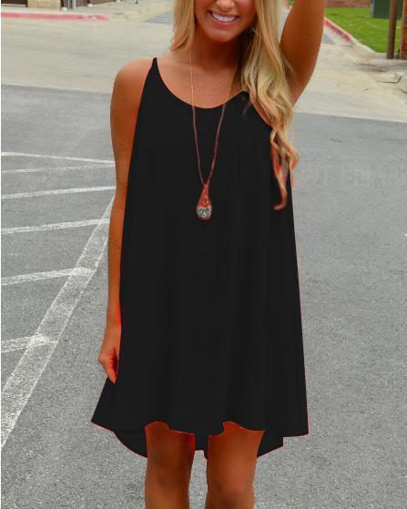 Chiffon Leisure Solid Slip Mini Dress