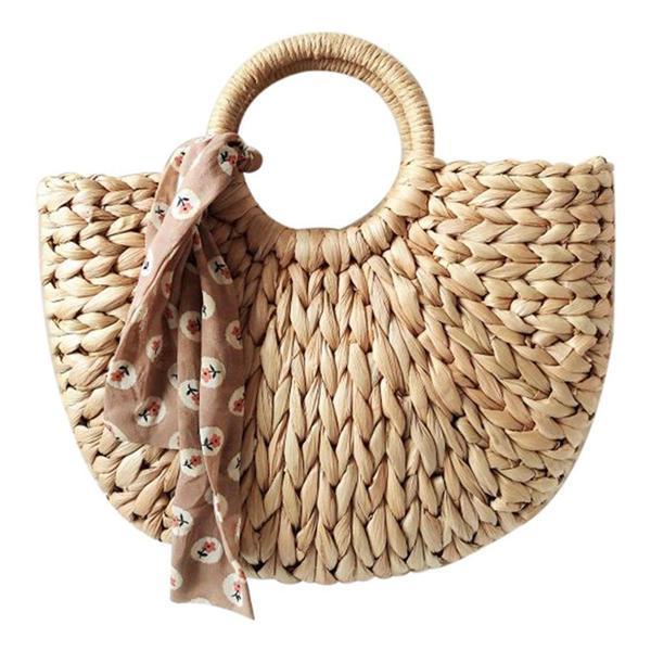 Half Moon Straw Beach Bag