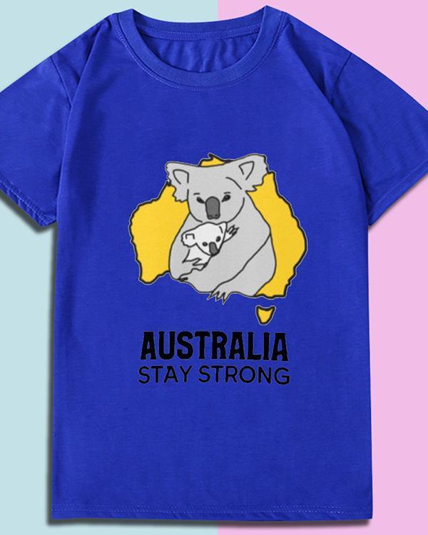 Australia Stay Strong Print T-shirt Casual Tops