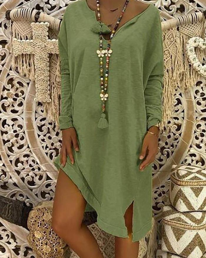 Women Plus Size Mid-length Loose Casual Dress