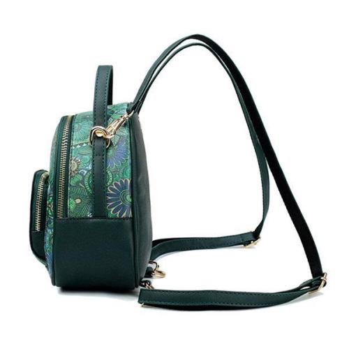Green Forest  National Style Multifunctional Backpack Crossbody Bag