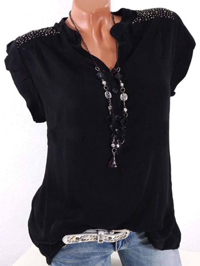 Sleeveless Sequins Decorated Casual Women‘s Shirts