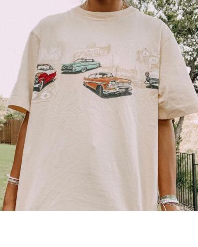 Casual Daily Car Printed Short-Sleeved T-Shirt