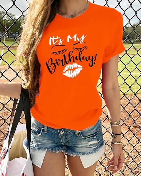 Letter Graphic Print Short Sleeves Casual T-shirt