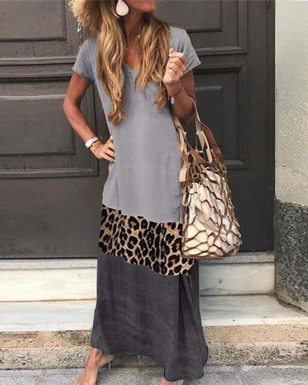 Crew Neck Women Summer Short Sleeve Casual Maxi Dresses