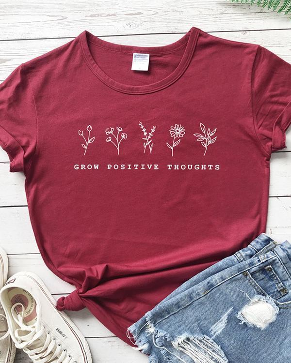 Women Floral Print Tshirt Summer Inspired Slogan Graphic Boho Tee Top Mental Health Shirt