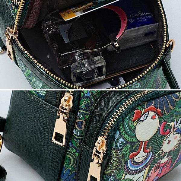 Bohemian Forest Handbag Multi-function Backpack Print Crossbody Bag