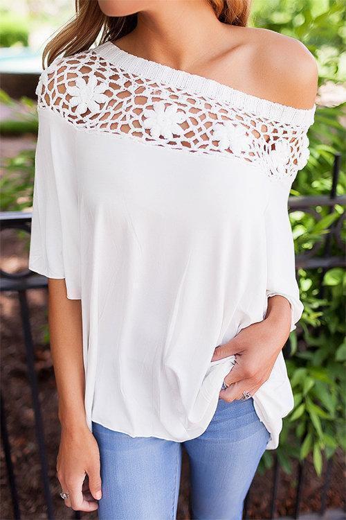 One Shoulder Hollow-out Tops