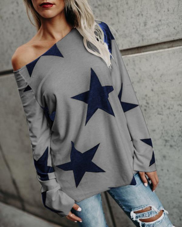 Fashion Stars Cotton Shirt Women Casual T-shirt Plus Size Tops