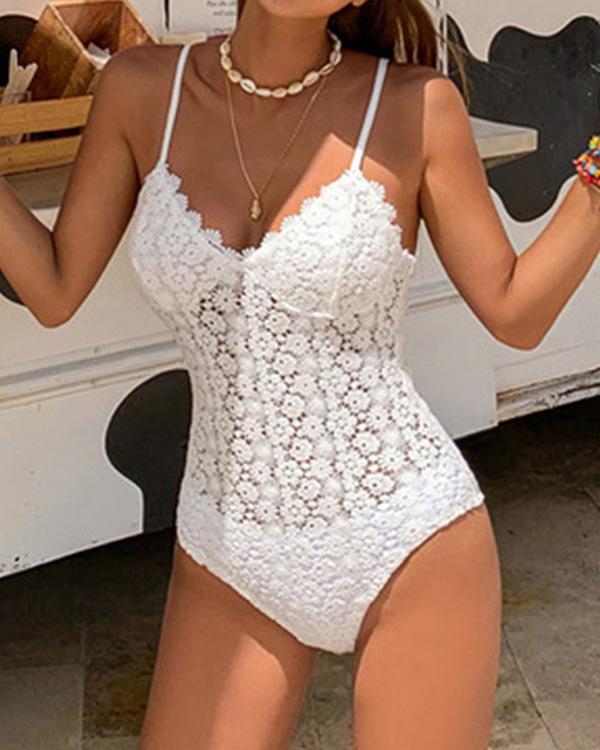 Wire-free V Neck One Piece Swimwear