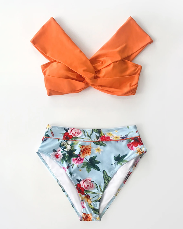 Floral Twist High Waist Bikini Set