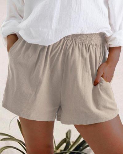 High Waist Linen Blend Shorts