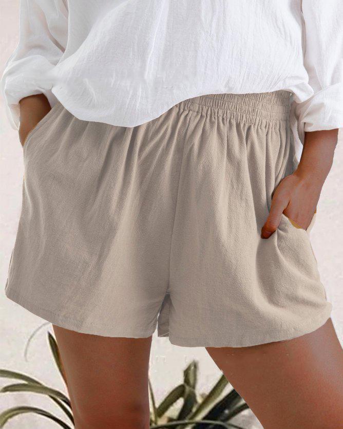 High Waist Linen Blend Shorts