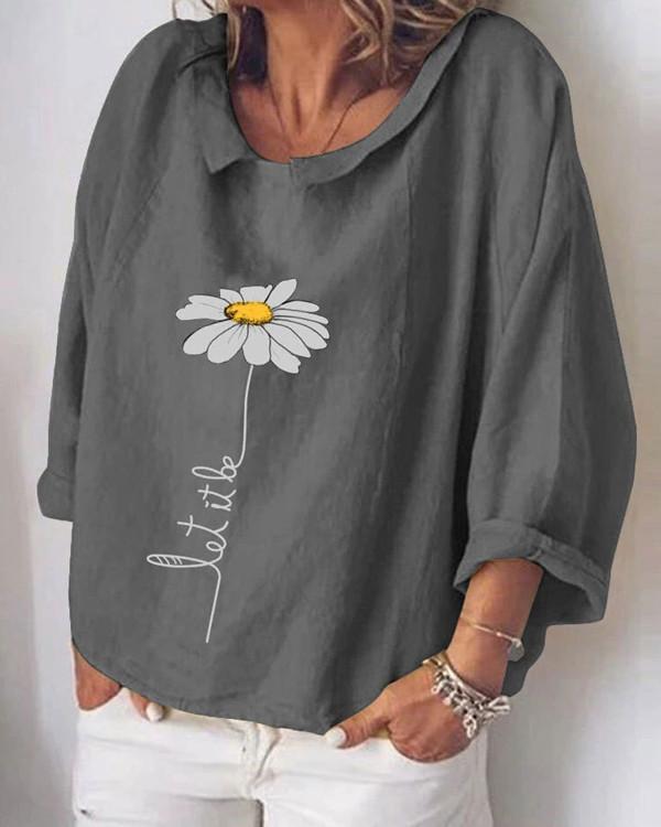 Fashion Flower Print Long Sleeve Shirt