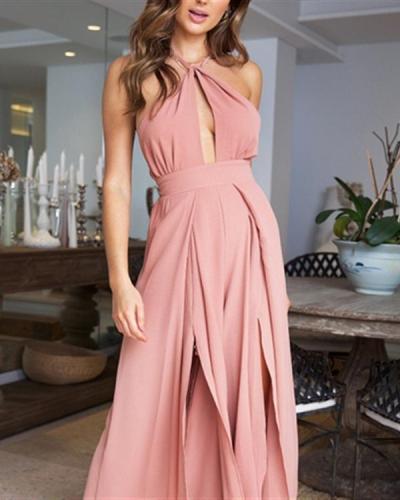 Sleeveless Backless Slim Strap Wide Leg Jumpsuit