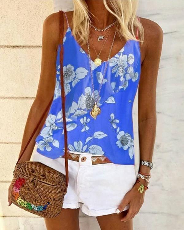 Floral Casual Camisole Sleeveless Blouses