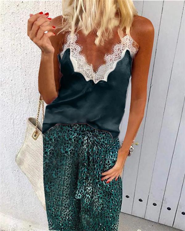 Sexy Lace Neck Vest Tops Holiday Fall Daily Casual Blouse