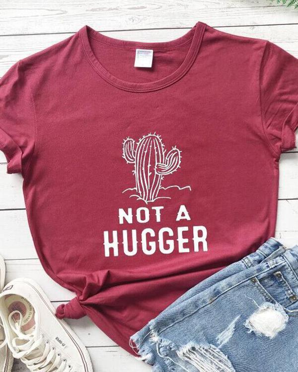 Not A Hugger Print Top Women's Cotton T-Shirt