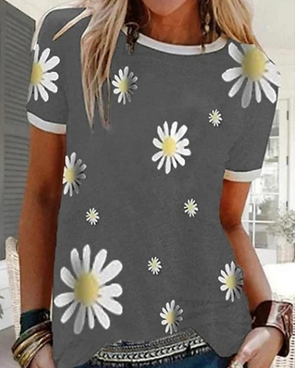 Women's Floral Graphic Prints Daisy T-shirt Daily Tops