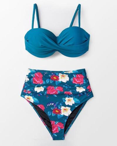 Sapphire Blue Floral Bikini Set