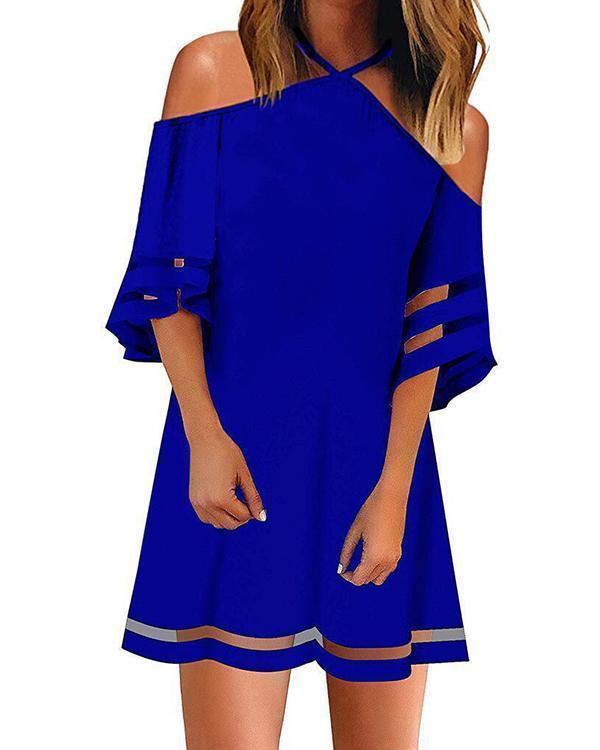 Solid 1/2 Sleeves Shift Above Knee Casual Dresses