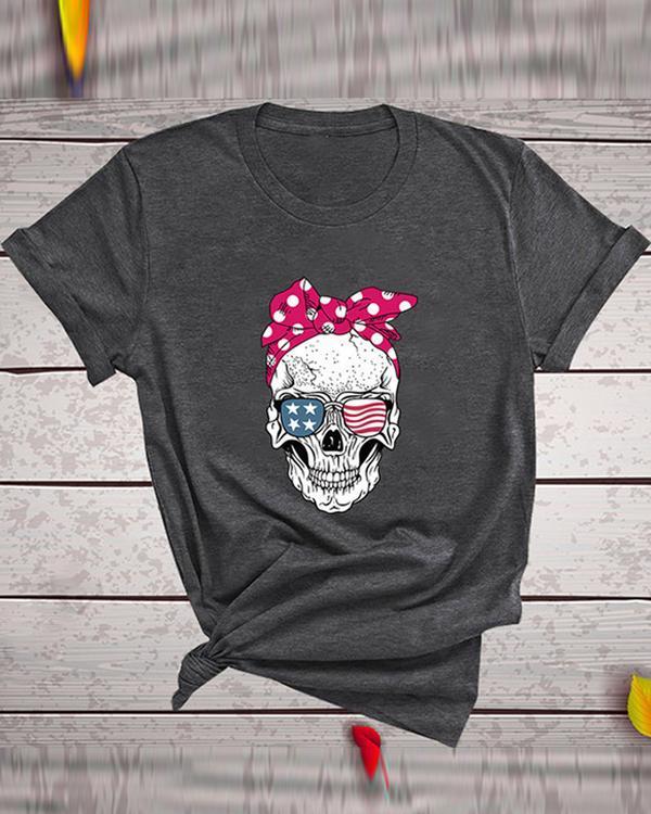 Skull Women Printed Daily T Shirt Tee