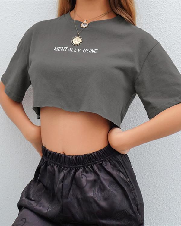 New Simple Wild Letter Embroidery Loose Short Sleeve T-shirt