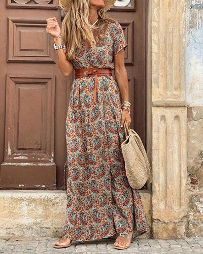 Women Casual Vacation Printed Maxi Dresses