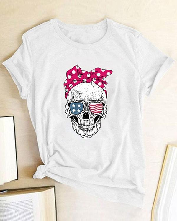 Skull Women Printed Daily T Shirt Tee