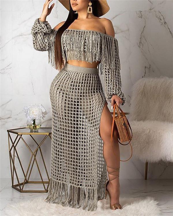 US$ 36.99 - Sexy Hollow-out beach Two-piece Skirt Set - www.tangdress.com
