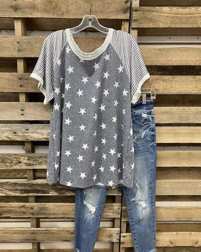 Stars And Stripes Print T-shirt