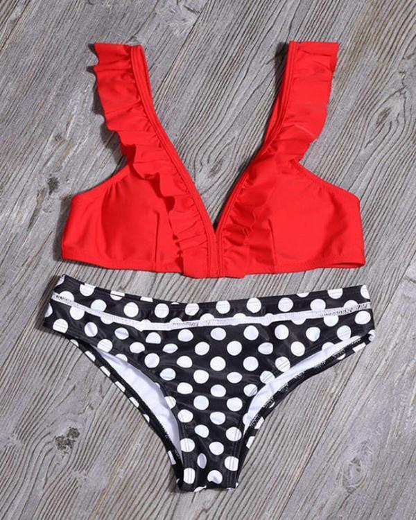 Ruffled Bikini Split Swimsuit