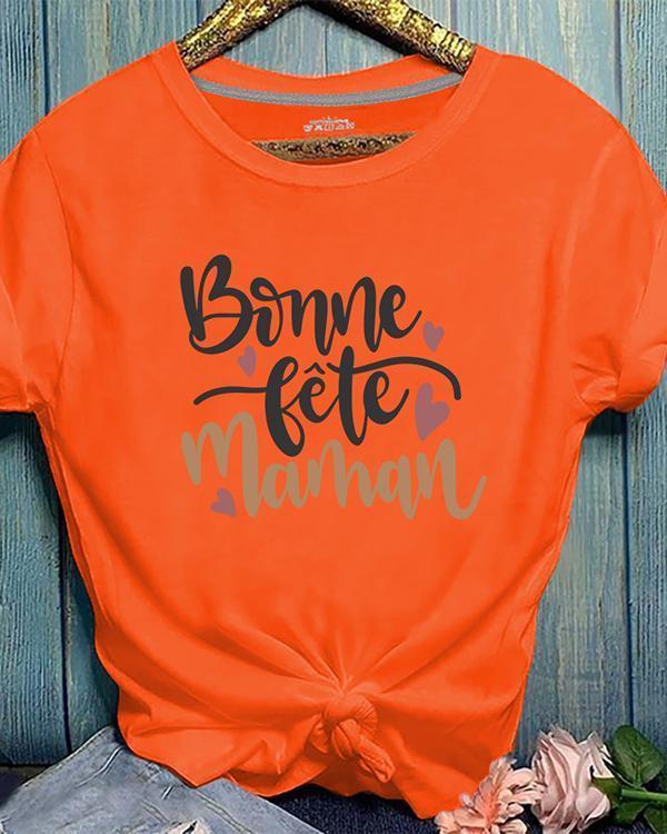 Summer Short Sleeve Letter Print Cotton T-shirt